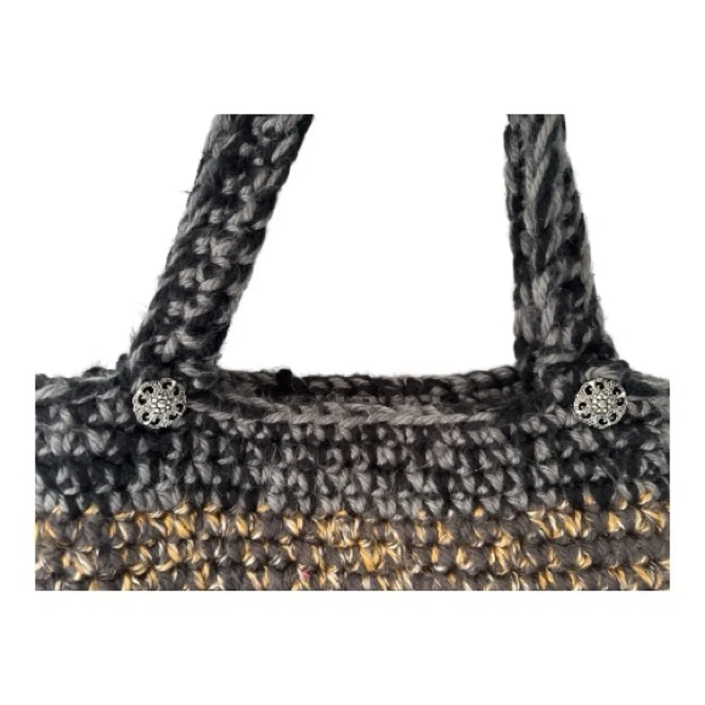 Crochet Black and Brown Women's Tote Bag Hand Knit